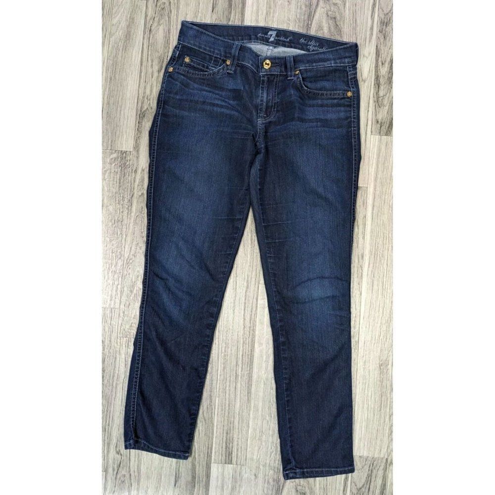 7 For All Mankind Womens Size 25 Whiskered Skinny The Slim Cigarette‎ Blue Jeans